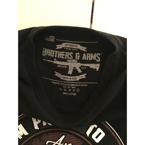 BROTHERS & ARMS- MENS BLACK COTTON GRAPHIC CREW NECK SHORT SLEEVE T-SHIRT SIZE L - Picture 3 of 7